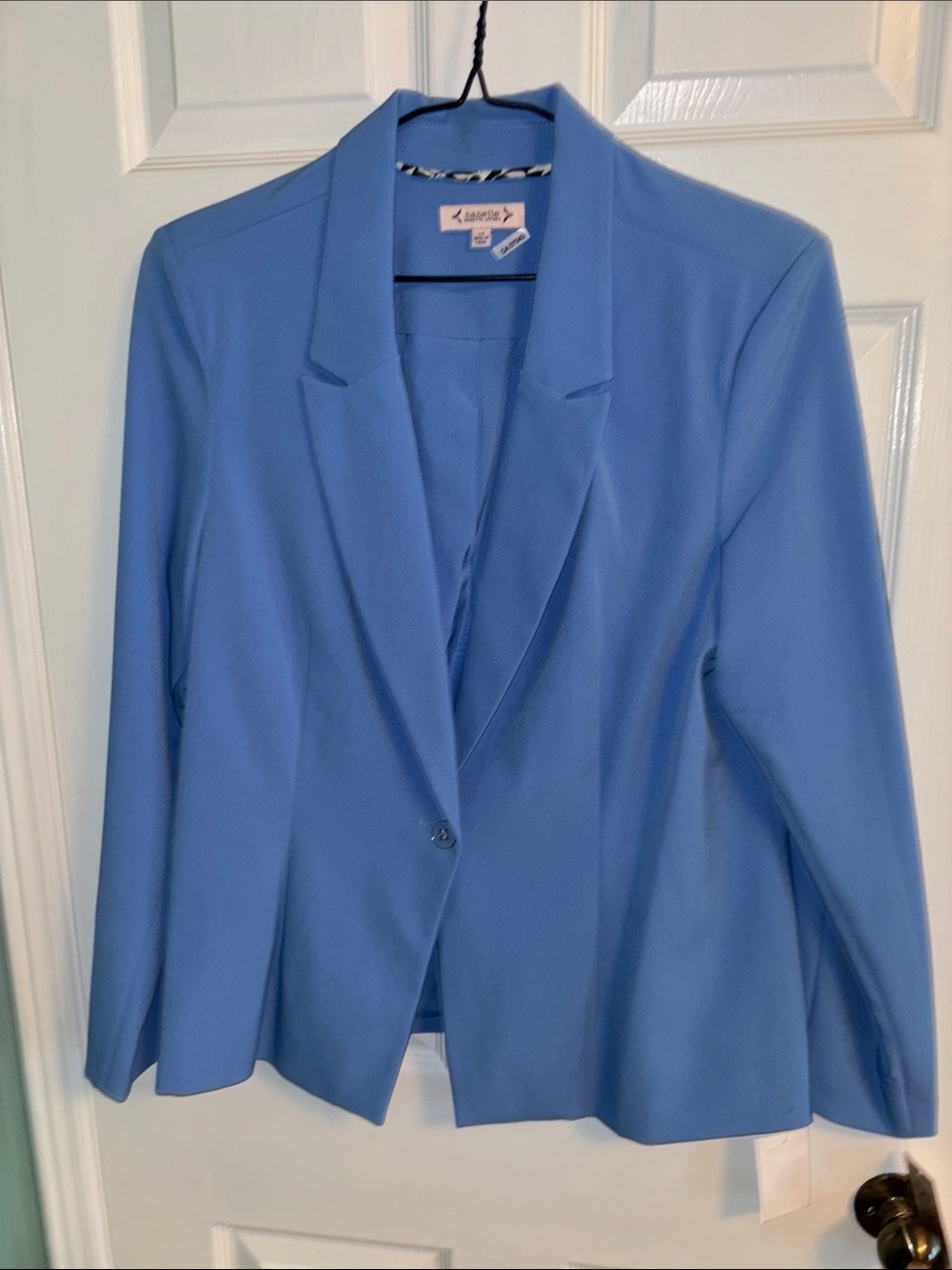 London Times Light Blue Single-Button Notch Lapel Blazer size 14